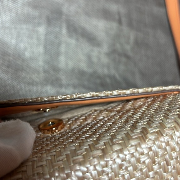 Anne Klein Mini Convertible Shoulder Bag with Resin Chain, Straw Weave Apricot - Picture 11 of 15